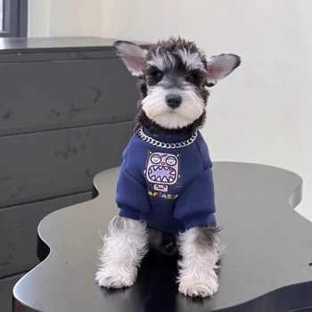 Осенне-зимняя одежда для щенков мальтийского Йорка, утепленный свитер с флисовой подкладкой для маленькой собачки Тедди/померанского шпица Изображение 2