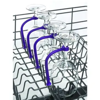 Отрегулируйте силиконовый держатель для бокалов для вина в посудомоечной машине, чтобы безопаснее мыть бокалы, экономить время на хранении посуды, зажим для бокалов для вина, помощник по мытью Изображение 2