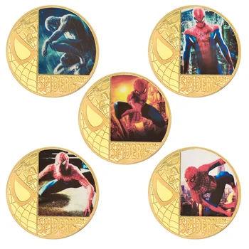 Памятная Монета Marvel Аниме Персонаж Человек-Паук Тема Золотая Монета Студенческий Тренд Украшения Детские Игрушки Детские Подарки На День Рождения