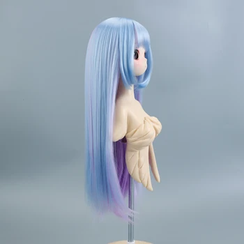 Парики BJD длиной 1/3 Фиолетово-синего цвета с челкой 9-дюймовая голова Аксессуары для кукол DIY для кукол Dollfie Dream Парики для волос Изображение 2