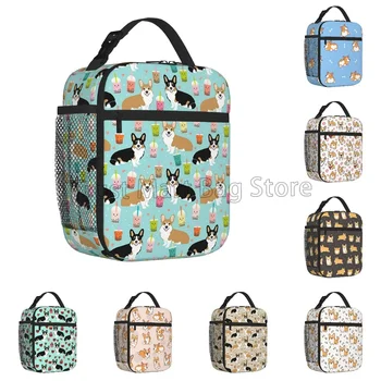 Переносная сумка для ланча Corgi для мальчиков и девочек Многоразовый переносной ланч-бокс с толстой изоляцией, сумка-холодильник Bento для работы, путешествий, пикника