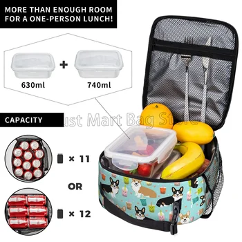 Переносная сумка для ланча Corgi для мальчиков и девочек Многоразовый переносной ланч-бокс с толстой изоляцией, сумка-холодильник Bento для работы, путешествий, пикника Изображение 2