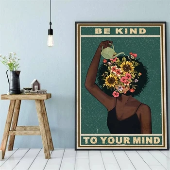 Плакат с вдохновляющей цитатой, настенное искусство чернокожих женщин, Моя леди, Будь добра, Настенное искусство для ванной, Домашний Кавайный декор для комнаты