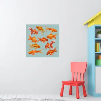 Плакат с Золотой Рыбкой, винтажная картина, настенное искусство, домашняя картина, настенная роспись, современное украшение, забавный декор, без рамки