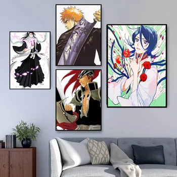 Плакаты и принты большого размера, отбеливающие картины на стене, художественные атласные картины, украшение стен дома, декор комнаты в стиле аниме
