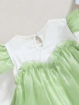 Платье-комбинезон из тюля с цветочным принтом и длинными рукавами для маленькой девочки - очаровательный наряд для новорожденных на осень и зиму