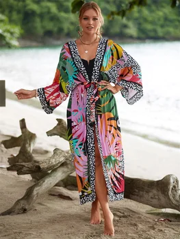 Платья-кимоно с богемным принтом Плюс Размер, рукав 