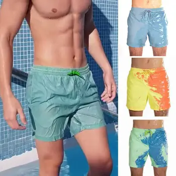 Пляжные шорты Мужские, Волшебно меняющие цвет, Плавки, Купальные шорты, Быстросохнущие Летние спортивные штаны для купания Изображение 2
