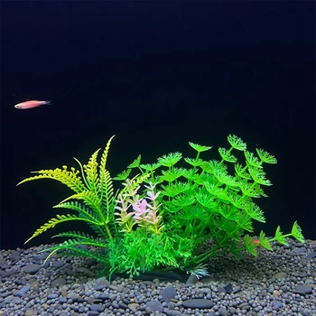 Подводный искусственный Реалистичный Зеленый растительный орнамент Водное растение для аквариумных рыбок Пейзаж Красочное украшение Изображение 2
