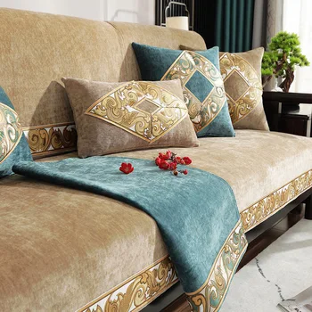 Полотенце для дивана из синели, противоскользящие чехлы для диванов для мебели в гостиной, роскошный чехол для дивана из цельного дерева, Высококачественный китайский стиль