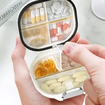Портативная аптечка-органайзер для витаминных таблеток для путешествий, футляр для ежедневных таблеток, многофункциональная разделенная упаковка, герметичный ящик для хранения Изображение 2