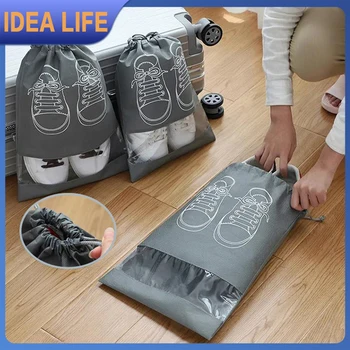 Портативная полупрозрачная сумка для хранения обуви из матового нетканого материала, Пылезащитные дорожные сумки-бахилы, простой в классификации органайзер для хранения обуви