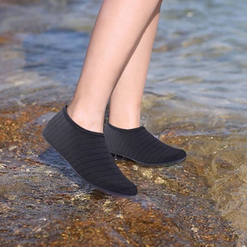Портативные носки для аква-йоги босиком, пляжная водная обувь, быстросохнущая для взрослых, черная Изображение 2