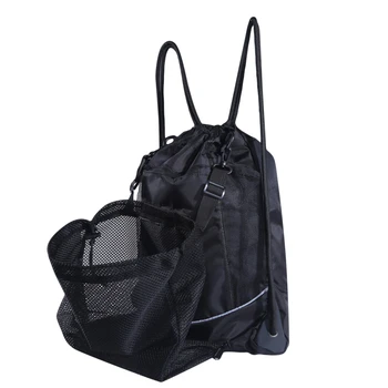 Портативный Баскетбольный рюкзак с завязками, сетчатая сумка для футбола, сумки для хранения волейбольных мячей, Спорт на открытом воздухе, Путешествия, Тренажерный зал, Йога Изображение 2