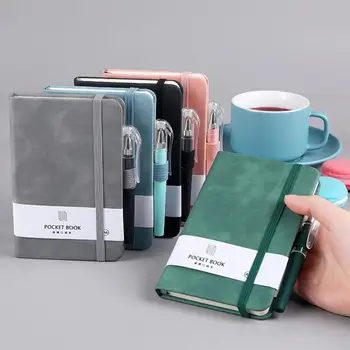 Портативный блокнот, стильный портативный блокнот-дневник, компактный блокнот для домашнего офиса с эластичным ремешком, дизайн для организации Изображение 2