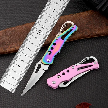 Портативный нож в форме нержавеющей стали для кемпинга, самообороны, инструментов для выживания на открытом воздухе, складной карманный нож EDC, нож для ключей Изображение 2