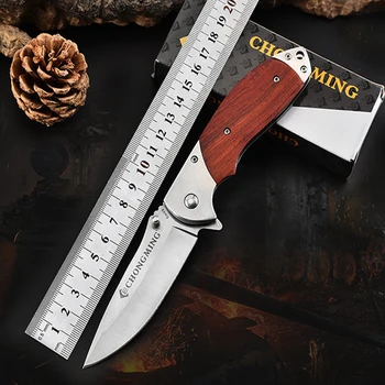 Портативный нож из дамасской стали 7CR15MOV, кухонный фруктовый нож с деревянной ручкой, тактический карманный нож для выживания, боевые военные ножи Изображение 2