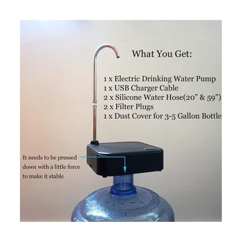 Портативный Электрический диспенсер для бутылок с водой 2в1 на 5 галлонов и универсальные бутылки, USB Перезаряжаемый Настольный диспенсер для воды Изображение 2