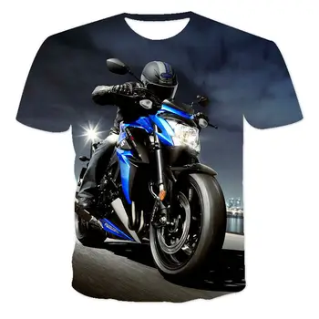 Последняя летняя мужская популярная серия 3D Cool Motorcycle с принтом, модная спортивная футболка с короткими рукавами