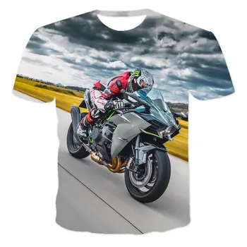 Последняя летняя мужская популярная серия 3D Cool Motorcycle с принтом, модная спортивная футболка с короткими рукавами Изображение 2
