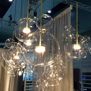 Постмодернистские стеклянные люстры с пузырьками, Подвесной светильник, Светодиодная подвесная лампа для гостиной, Декор детской спальни, Подвесной блеск Изображение 2