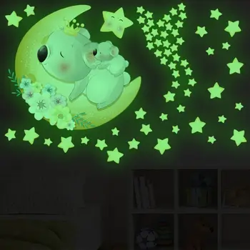 Потолочная флуоресцентная наклейка Медведь Фон стены Мультяшный Слон Обои Наклейка на стену Ночник Звезда Наклейка Светящиеся наклейки