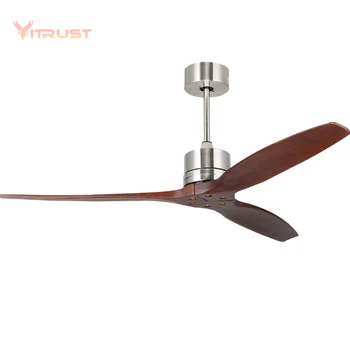 Потолочный вентилятор из массива дерева, винтажный подвесной вентилятор с 3 деревянными лопастями и пультом дистанционного управления 110-220 В