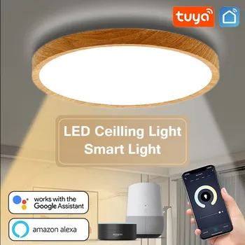 Потолочный светильник Tuya Smart LED Ультратонкий 0,9-дюймовый пульт дистанционного управления / Голосовое управление приложением Alexa / Google Control Потолочные светильники Освещение гостиной Изображение 2