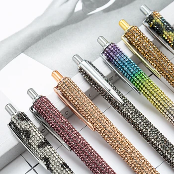 Пресс-металлические Шариковые ручки Алмазная многоцветная подарочная ручка Креативные канцелярские принадлежности Изображение 2