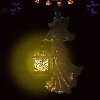 Призрак с фонарем из смолы, винтажный светодиодный фонарь, Статуя Призрака, украшения для Хэллоуина, Фонари, Статуя Призрака, украшения для Хэллоуина для