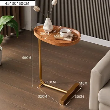 Приставной столик промышленного дизайна KD Мраморный журнальный столик из массива дерева с металлическим каркасом, легко собираемый журнальный столик со стороны дивана Изображение 2