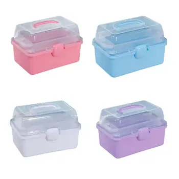 Прозрачные ящики для хранения Многофункциональный Настольный контейнер для хранения, 3-слойные отделения с крышкой и ручкой 7,87 