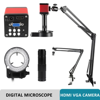 Промышленный Цифровой Микроскоп HDMI VGA для Ремонта Электроники 13-Мегапиксельная Камера Full HD с 150-кратным Зумом C Mount Объектив Magnifer для Пайки печатных Плат