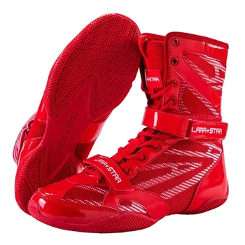 Профессиональные мужские борцовские кроссовки, нескользящие боксерские туфли, Мужские белые, красные боевые ботинки, Дышащие борцовские ботинки для больших мальчиков, мужские Изображение 2