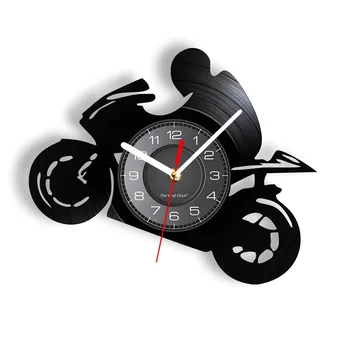 Профессиональный мотоциклист Винтажная виниловая пластинка настенные часы Максимальная скорость мотоцикла байкеры Mancave Мотоцикл декор с лазерной гравировкой