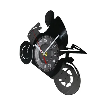 Профессиональный мотоциклист Винтажная виниловая пластинка настенные часы Максимальная скорость мотоцикла байкеры Mancave Мотоцикл декор с лазерной гравировкой Изображение 2