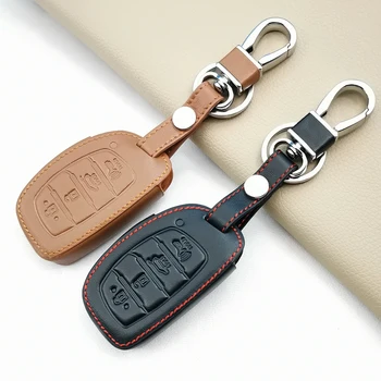 Прочный Чехол-Брелок Из Натуральной Кожи Для Hyundai IX25/IX35/Elantra/Sonata/I40 с 4 Кнопками Smart Key Case Для Укладки автомобилей