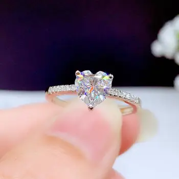 Прямая трансляция интернет-знаменитостей в форме сердца, имитирующее импортированное кольцо с бриллиантом из муассанита цвета D, женское кольцо с бриллиантом из высокоуглеродистого материала