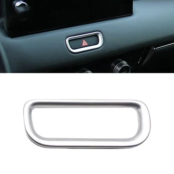 Рамка аварийного освещения при опасности автомобиля, накладка крышки выключателя контрольной лампы для Honda Vezel HR-V HRV 2021 2022 Серебристый Изображение 2