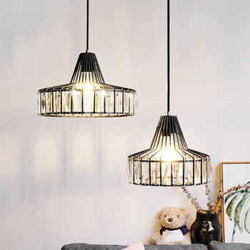 Ретро Nordic Luxrury K9 Хрустальная светодиодная люстра Черный подвесной светильник E27 Домашний декор для гостиной, столовой, потолочный светильник