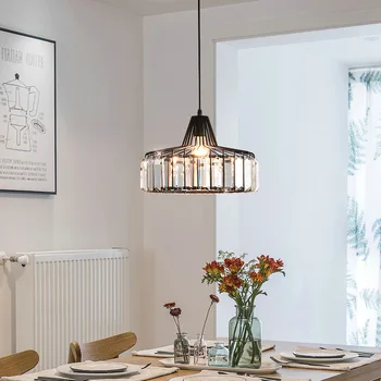 Ретро Nordic Luxrury K9 Хрустальная светодиодная люстра Черный подвесной светильник E27 Домашний декор для гостиной, столовой, потолочный светильник Изображение 2