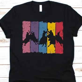 Родео Ковбой Силуэт Езда на быке Дизайн футболки Любитель спорта Всадник Конный спорт