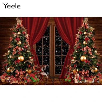 Рождественская елка Yeele, Деревянные занавески на окнах, Фон для фотосъемки с медведем, Фотографические украшения, фоны для фотостудии