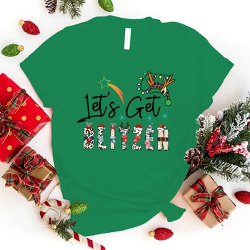 Рождественская футболка с принтом Let'S Get Blitzen, модная футболка унисекс с коротким рукавом, крутая футболка в стиле хип-хоп Изображение 2