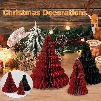 Рождественские 3D бумажные елочные украшения в виде сот, Подвесные настольные украшения в виде сот, подарок для Рождественской вечеринки, сувениры Nav K5G9