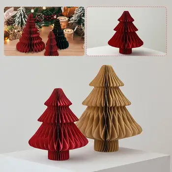 Рождественские 3D бумажные елочные украшения в виде сот, Подвесные настольные украшения в виде сот, подарок для Рождественской вечеринки, сувениры Nav K5G9 Изображение 2