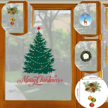 Рождественские наклейки на окна Рождественские наклейки на стены детской комнаты Наклейки на стены Веселые Рождественские украшения для дома Новогодние наклейки
