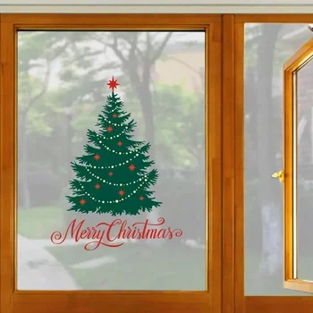 Рождественские наклейки на окна Рождественские наклейки на стены детской комнаты Наклейки на стены Веселые Рождественские украшения для дома Новогодние наклейки Изображение 2