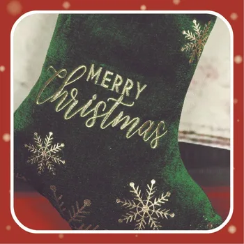Рождественские носки большой емкости, вышивка, подвесные украшения, Рождественский подарочный пакет, подвеска в виде снежинки, Рождественская елка. Изображение 2