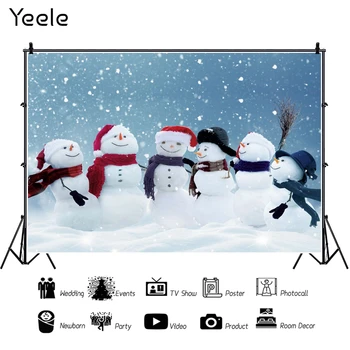 Рождественский Зимний фон Yeele, снеговик, детский портрет, игрушечный фон, фотосессия для фотостудии, реквизит для фотосъемки Изображение 2